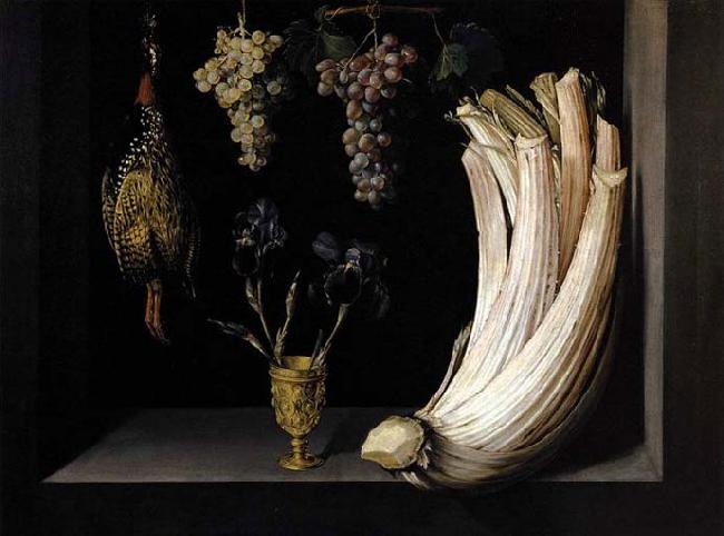 Felipe Ramirez Still Life with Cardoon, Francolin, Grapes and Irises